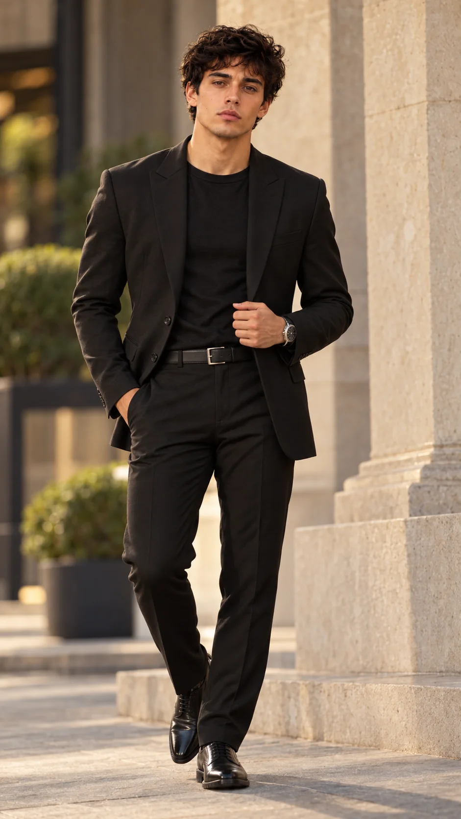 Black suit photoshoot promtpl