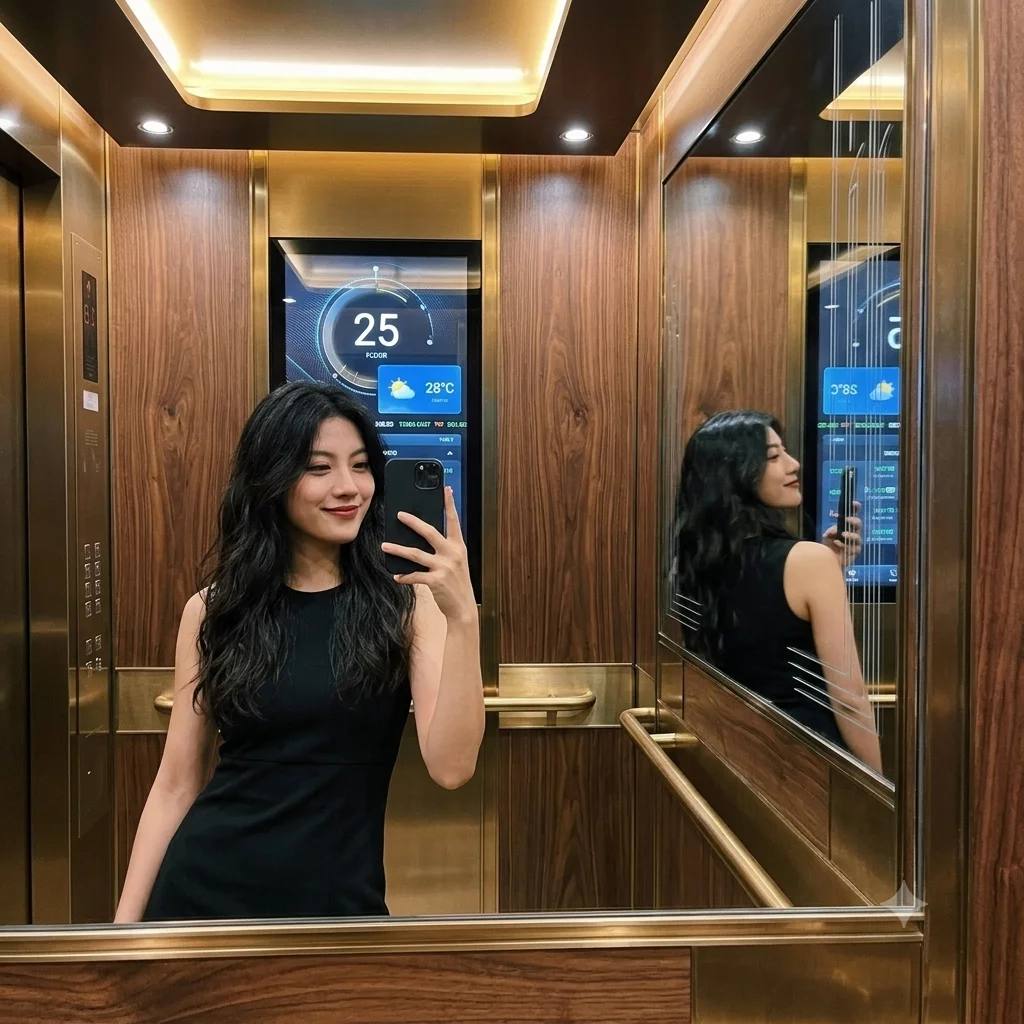 Gemini elivator selfie prompt for women