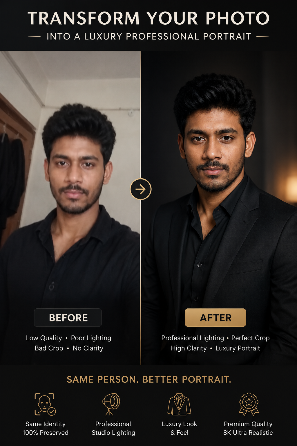 AI Professional Headshot Prompt – Transform Any Photo into a Luxury Executive Portrait (2026)