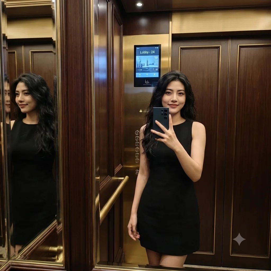 Gemini elivator selfie prompt for women