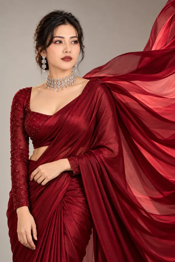 Red saree prompt for girls
